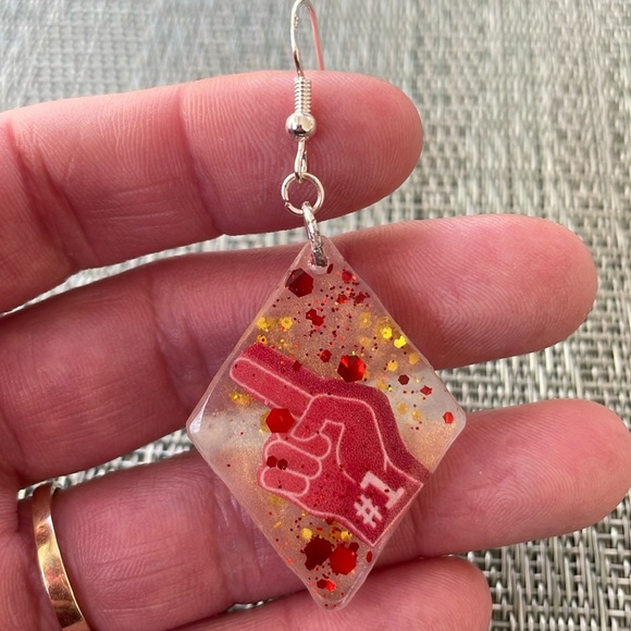 #1 Fan Sports Handmade Earrings Size Medium - Picture 4 of 9